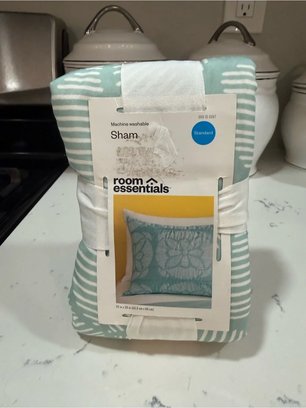 Room Essentials Aqua and White Patterned Pillow Sham
